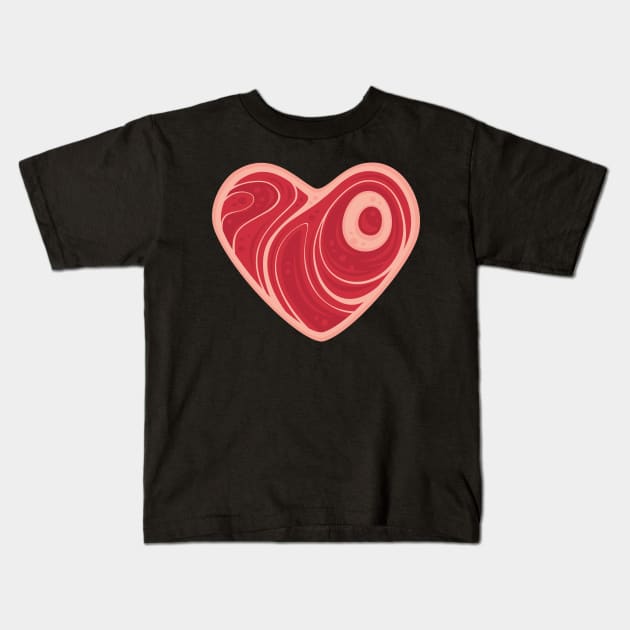 Meat Heart Kids T-Shirt by fizzgig